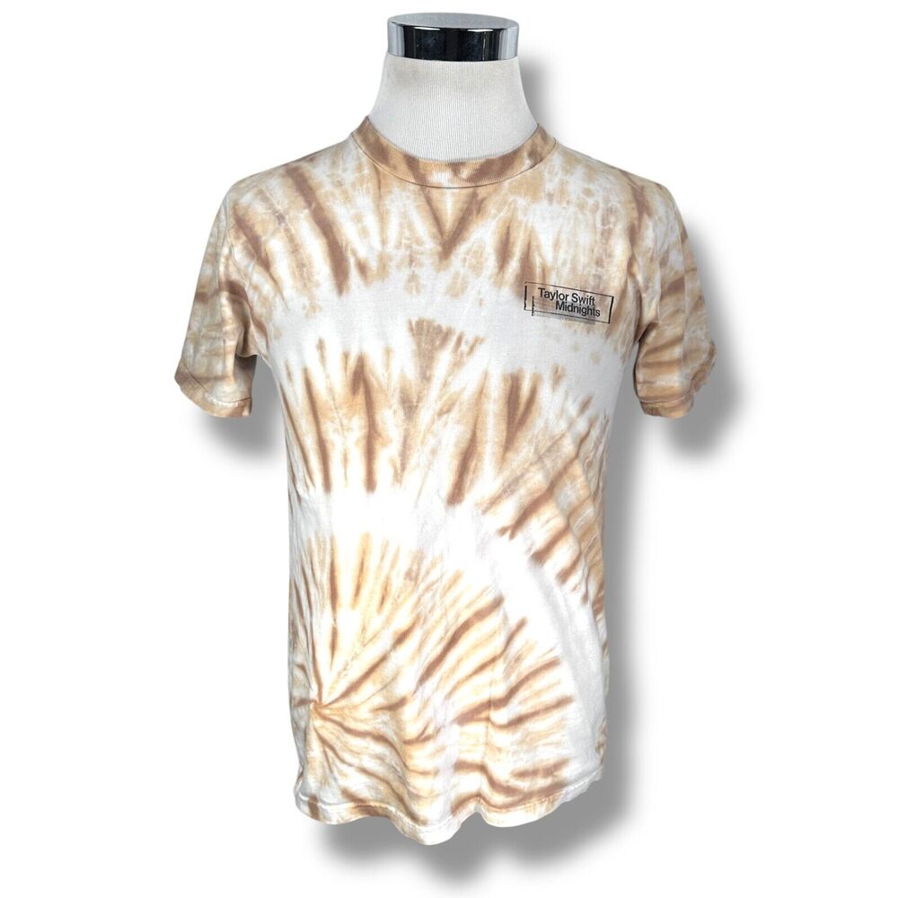 Taylor Swift Midnights T-Shirt Men’s Medium Spiral Tie Dye Pullover White Brown